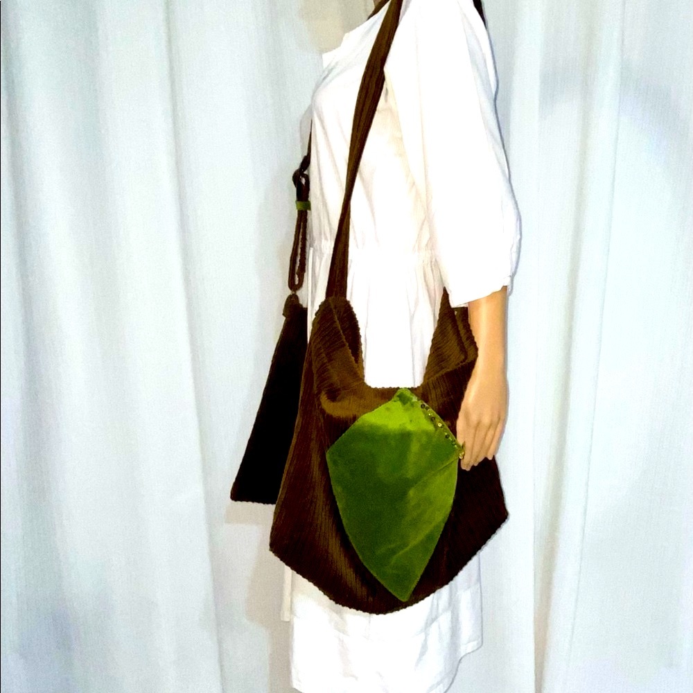 Handmade Beaded Corduroy Velvet & Groovy Flower Power Tote Bag  70’s Inspired